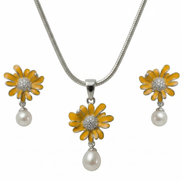 Silver Sun Daisy Pearl Set