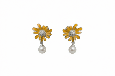 Silver Sun Daisy Pearl Set