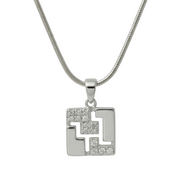 Silver Nova Square Pendant Set