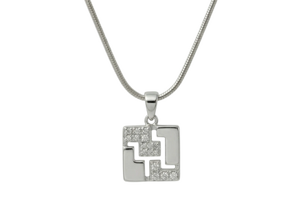 Silver Nova Square Pendant Set