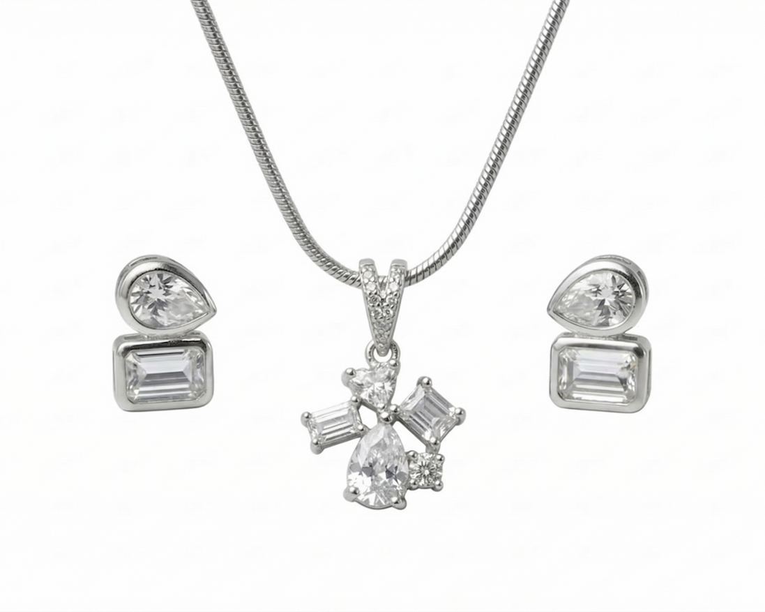 Silver Stella Spark Pendant Set