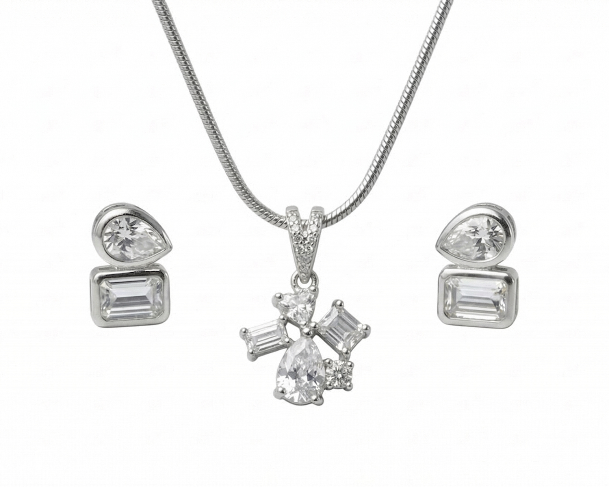 Silver Stella Spark Pendant Set