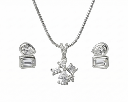 Silver Stella Spark Pendant Set