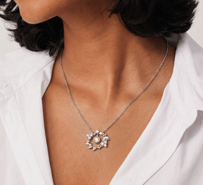Silver Crystal Wreath Pendant