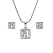 Silver Nova Square Pendant Set