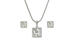 Silver Nova Square Pendant Set
