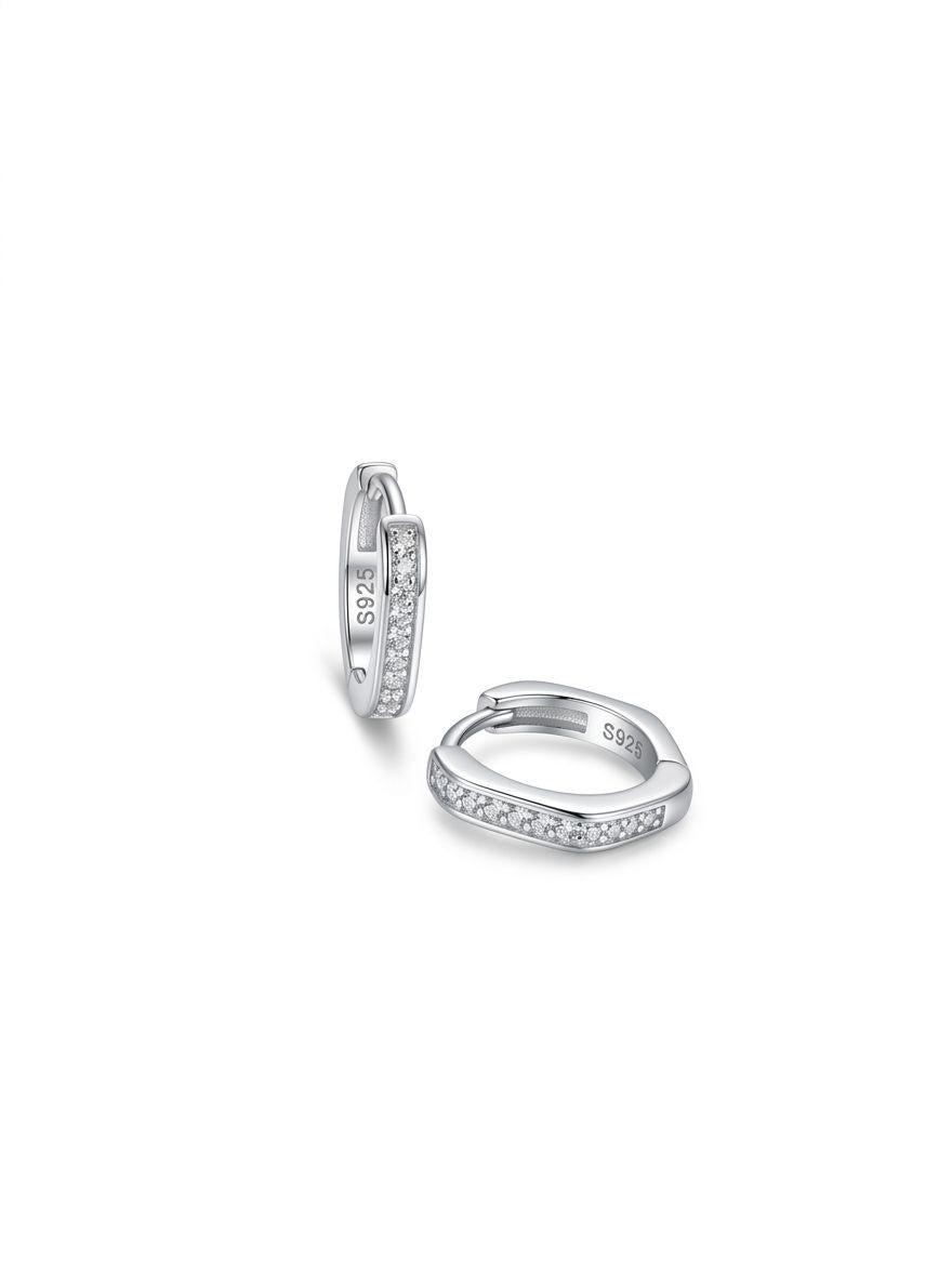 Hexa Geometric Huggie Hoop Earrings – 925 Sterling Silver