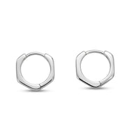 Hexa Geometric Huggie Hoop Earrings – 925 Sterling Silver