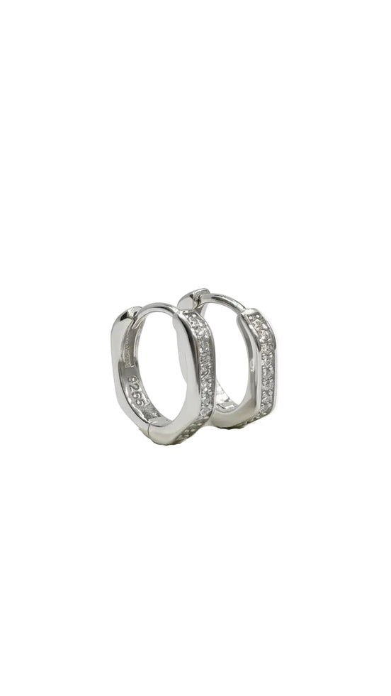 Hexa Geometric Huggie Hoop Earrings – 925 Sterling Silver