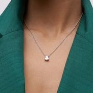 Silver Stella Edge Solitaire Necklace