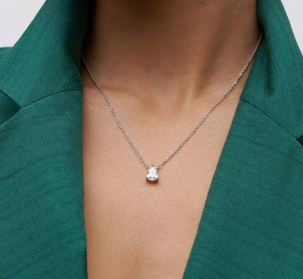 Silver Stella Edge Solitaire Necklace