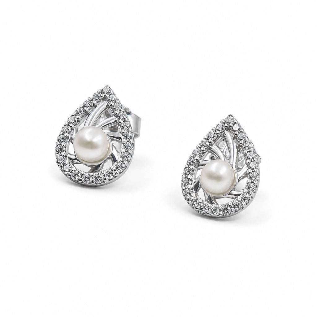 Pearl Teardrop Stud Earrings