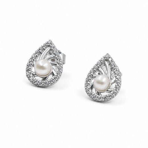 Pearl Teardrop Stud Earrings