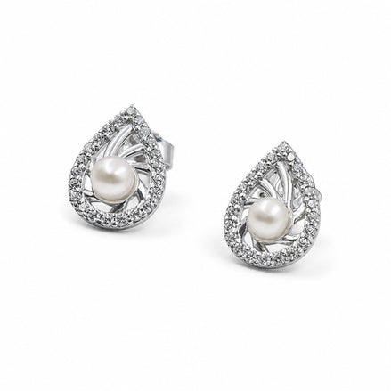 Pearl Teardrop Stud Earrings