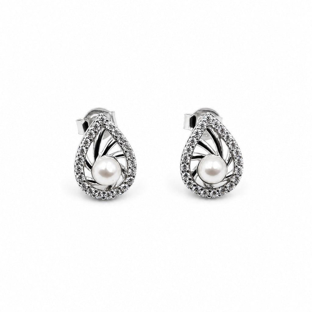 Pearl Teardrop Stud Earrings