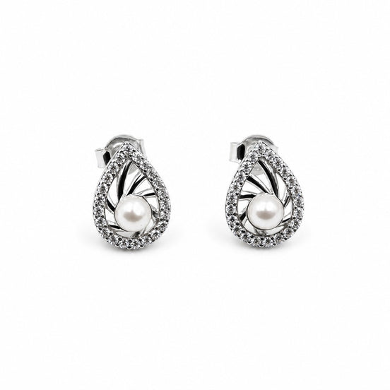 Pearl Teardrop Stud Earrings