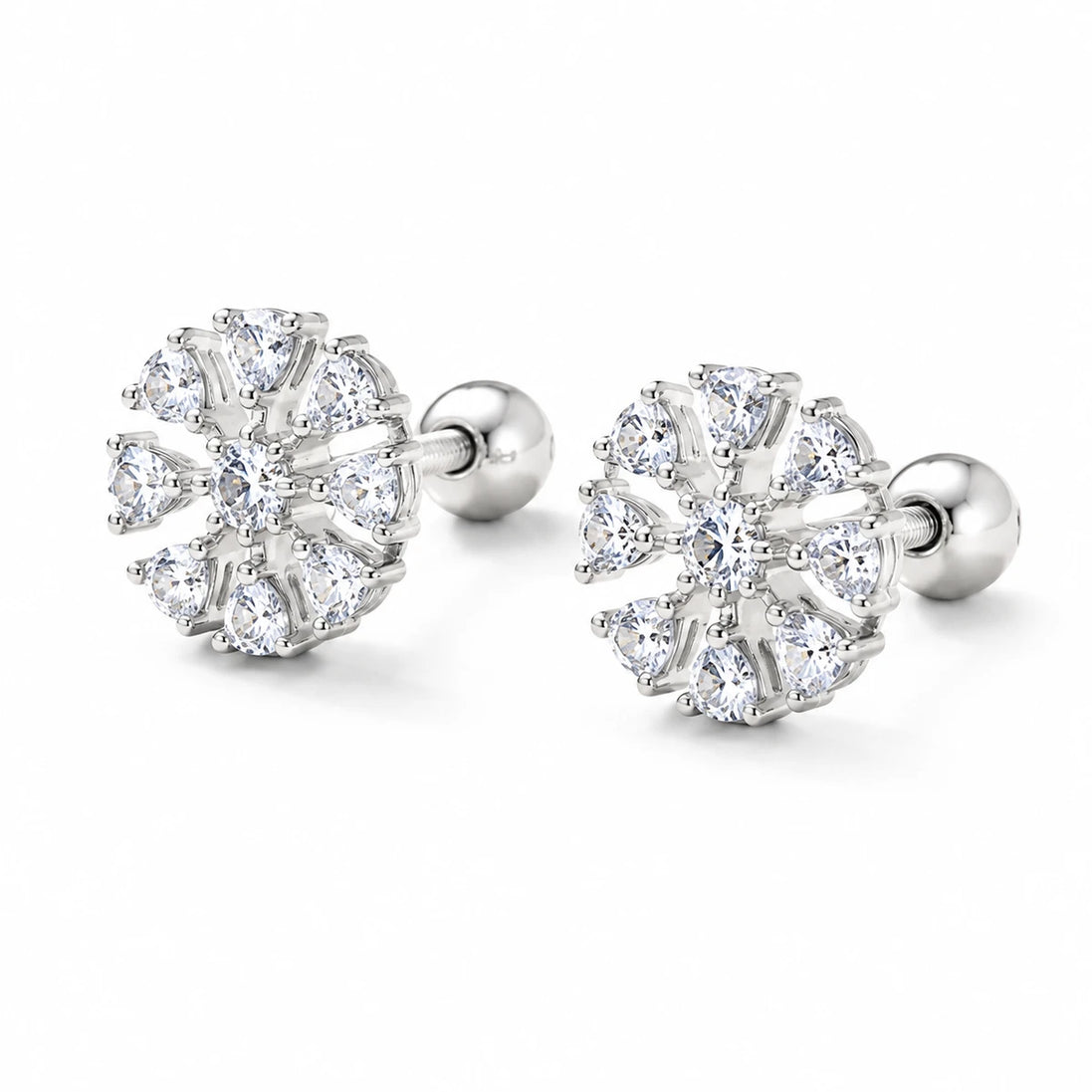 Frost Bloom Snowflake Stud Earrings