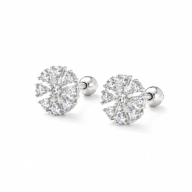Frost Bloom Snowflake Stud Earrings