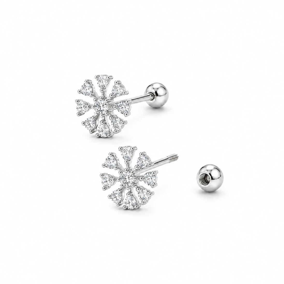 Frost Bloom Snowflake Stud Earrings
