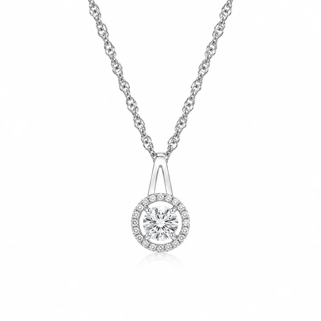 Halo Solitaire Pendant Necklace