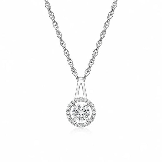 Halo Solitaire Pendant Necklace