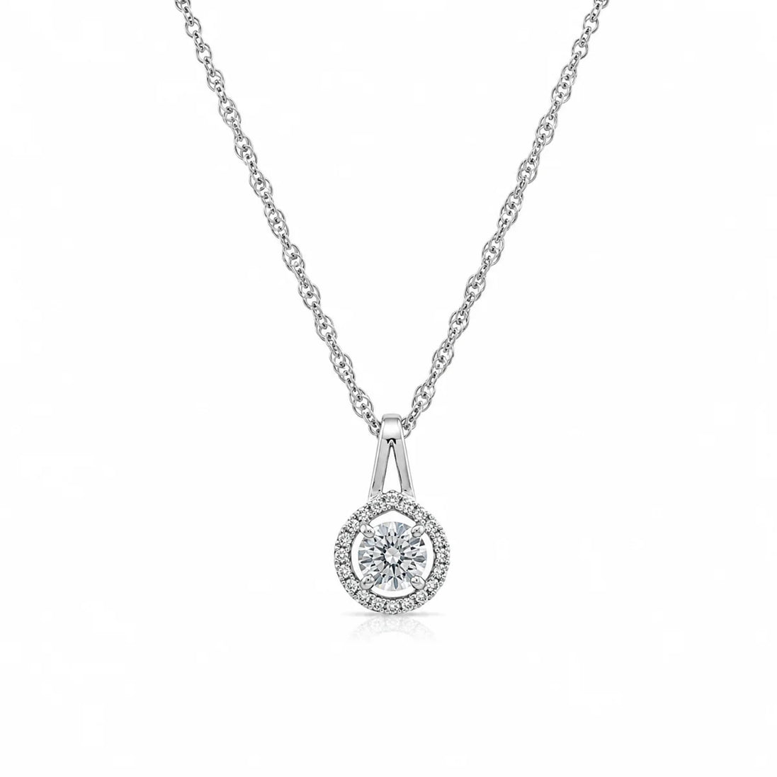Halo Solitaire Pendant Necklace