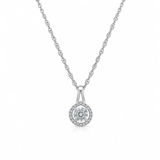 Halo Solitaire Pendant Necklace