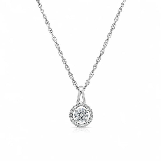 Halo Solitaire Pendant Necklace