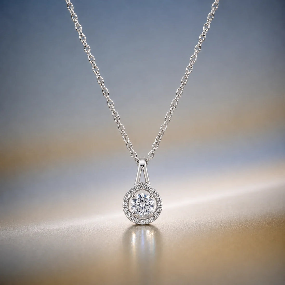 Halo Solitaire Pendant Necklace