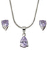 Silver Lavender Teardrop Pendant Set