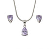 Silver Lavender Teardrop Pendant Set