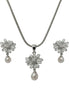 Silver Daisy Pearl Pendant Set