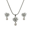 Silver Daisy Pearl Pendant Set