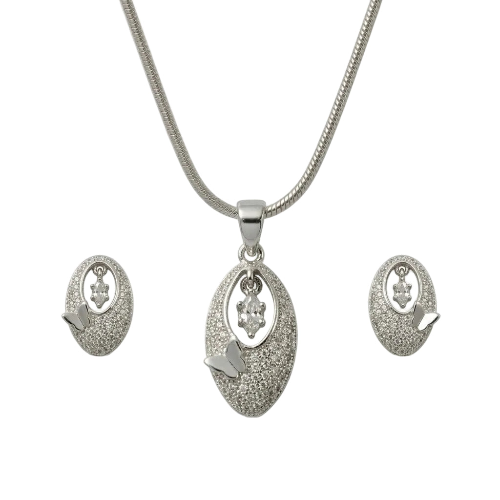 Crystal Leaf Pendant Set