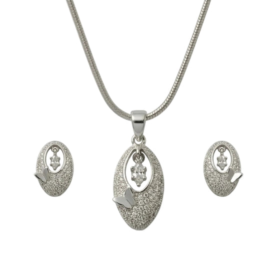 Crystal Leaf Pendant Set