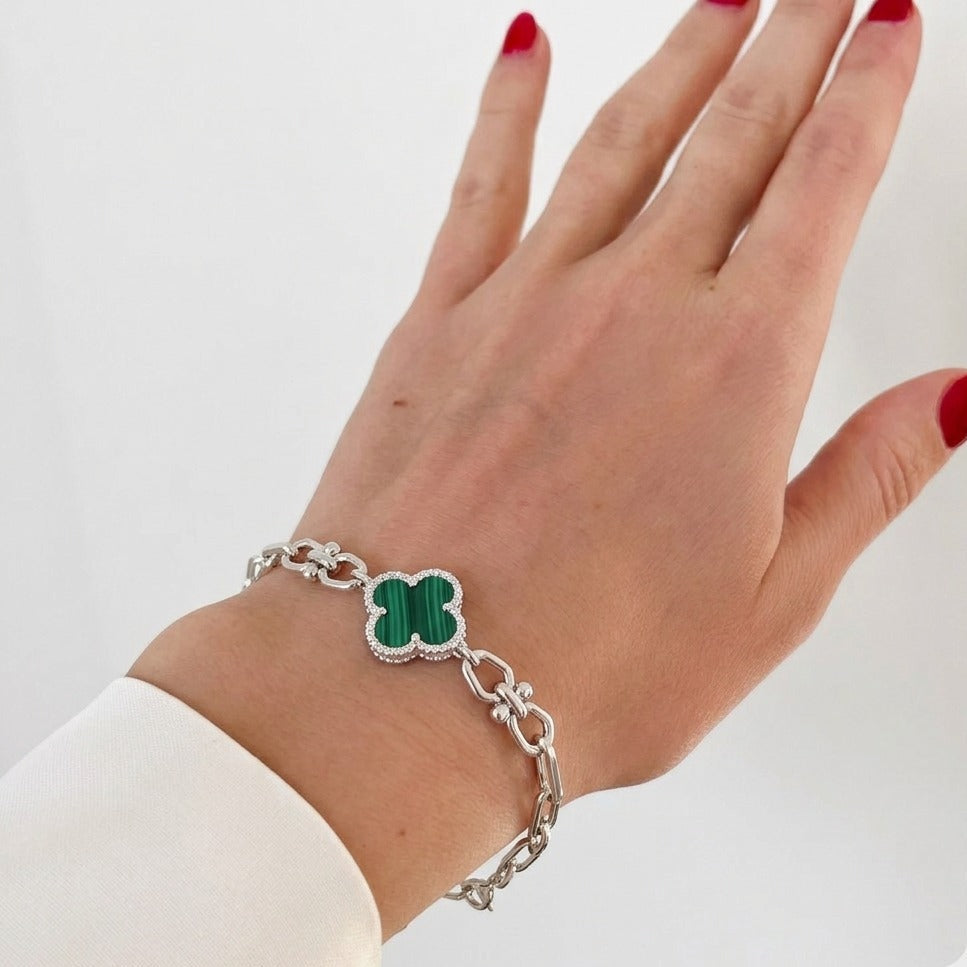 Emerald Clover Charm Bracelet