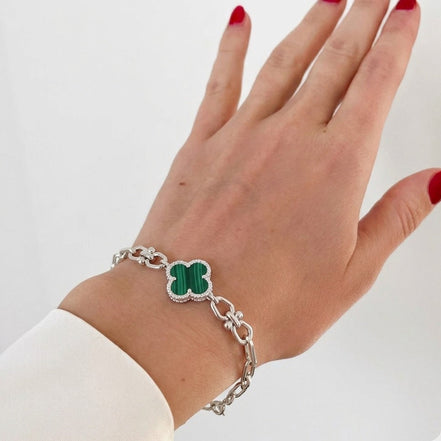 Emerald Clover Charm Bracelet