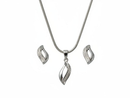 Silver Leaf Pendant Set