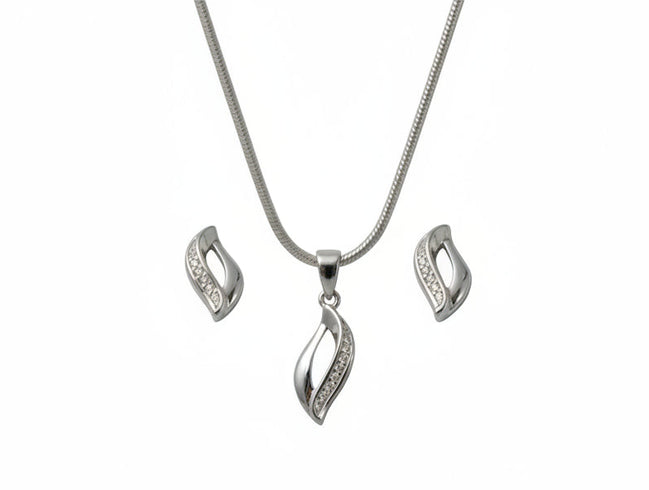 Silver Leaf Pendant Set
