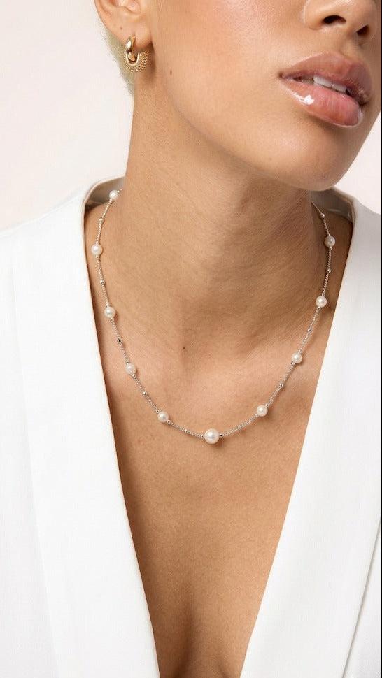 Silver Luna Pearl Necklace