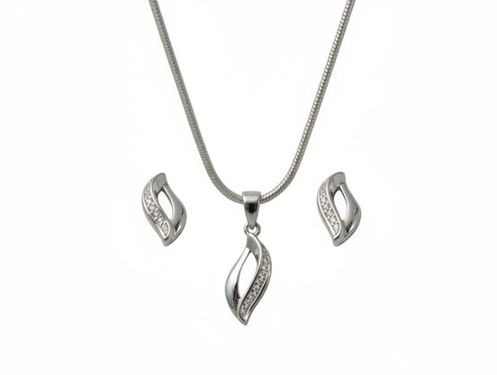 Silver Leaf Pendant Set