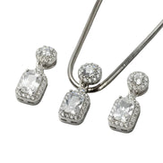 Silver Classic Solitaire Pendant Set