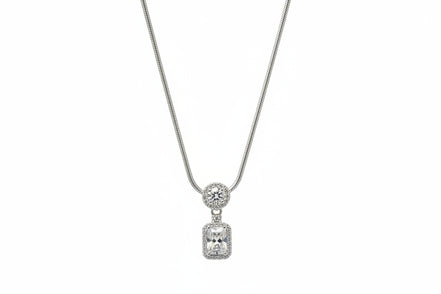 Silver Classic Solitaire Pendant Set