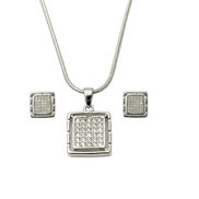 Silver Radiant Square Pendant Set