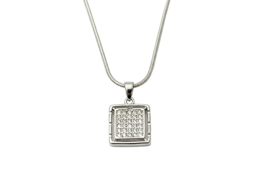 Silver Radiant Square Pendant Set