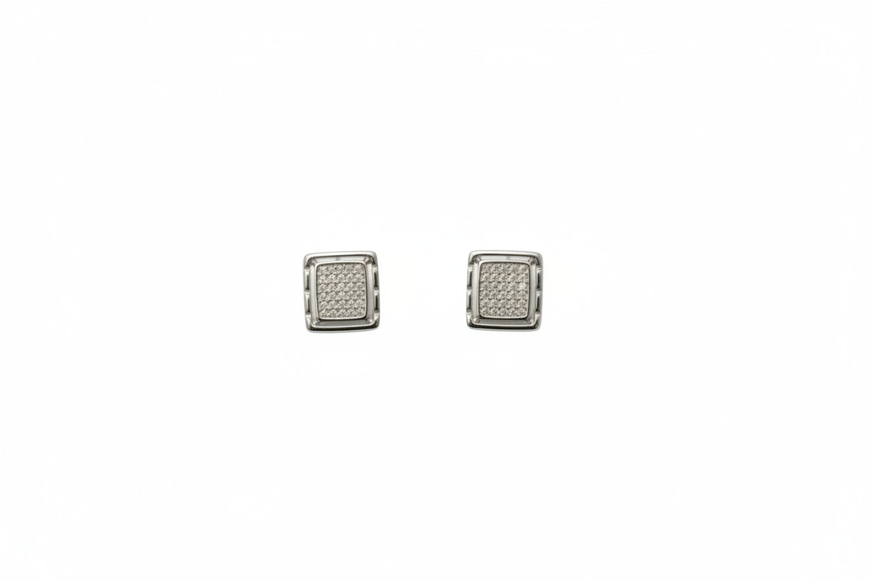 Silver Radiant Square Pendant Set
