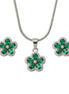 Silver Emerald Bloom Pendant Set