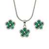 Silver Emerald Bloom Pendant Set