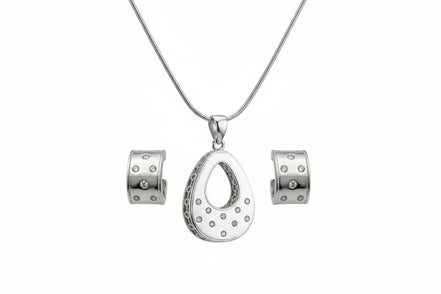 Silver Luna Drop Pendant Set