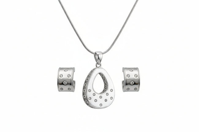 Silver Luna Drop Pendant Set